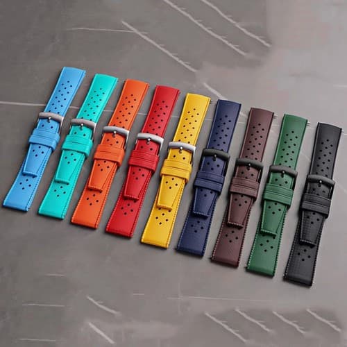 Tropical Style 20mm 22mm FKM Soft Watch Band Strap Dustproof Rubber Bracelet - image 1