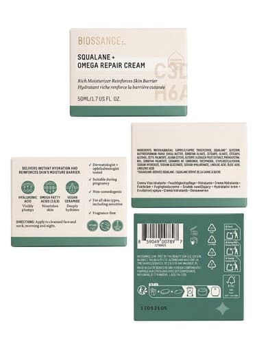 Biossance Squalane Omega Repair Cream 50ml 1.69oz Face Moisturizer - image 1