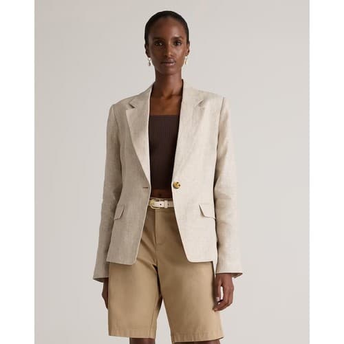 Quince Women's XS Beige 100% European Linen Structured Blazer NWT Flax - image 1