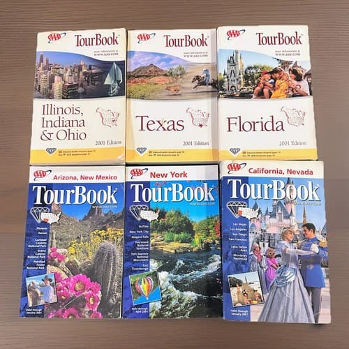 Lot of 6 2001 AAA Tour Books - IL IN OH TX FL AZ NM NY CA NV-Used GC - image 1