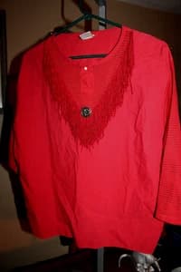 Vintage 80's Women's Wrangler Western Mesh Fringe Top Shirt Large USA Made - image 1