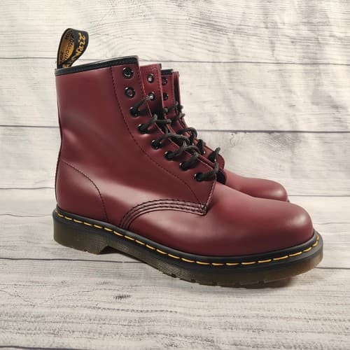 Dr. Martens 1460 Women's 10 Cherry Red Smooth Leather 8-Eye Lace Up Combat Boots - image 1