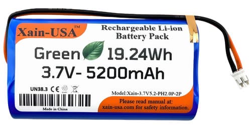 3.7V 5200mAh Rechargeable Li-ion Battery Pack with JST-PH 2Pin Connector - image 1