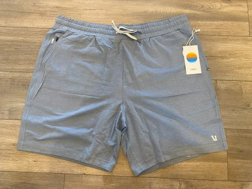 Vuori Ponto Performance Shorts Mens XXL Flint Heather Golf Gym Drawstring 7" - image 1