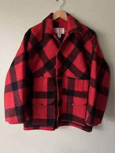 Vintage Filson Double Mackinaw Cruiser Jacket Red Black Plaid Size 40 Wool 83 - image 1