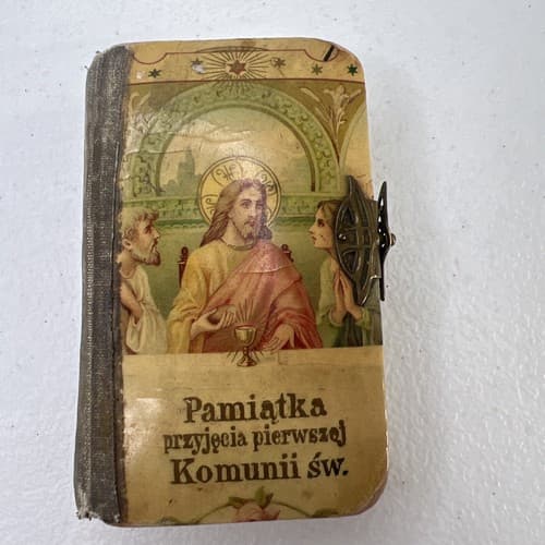 Antique 1924 Small Catholic Missalette Prayer Book with Celluloid Cover - Polish - image 1
