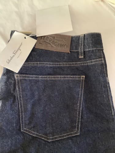 Salvatore Ferragamo Dark Blue Wide Leg Jeans EU 48 - image 1