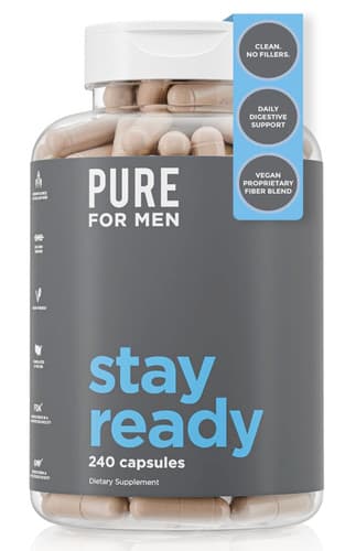 Pure for Men Stay Ready Fiber Supplement Psyllium Aloe Chia 240 Caps EXP 05/27 - image 1