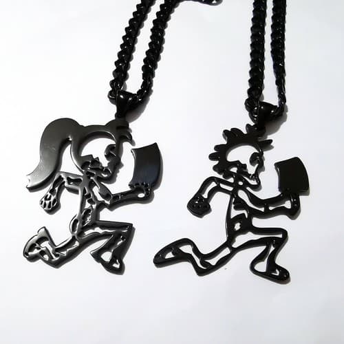 Stainless Steel GAMER Hangman Hatchet Man Girl Charms Juggalo ICP Necklace Black - image 1