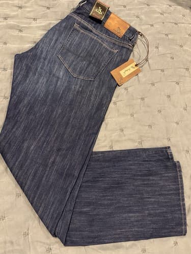 34 Heritage Men’s Dark Wash Blue Denim Jeans Straight Fit Mid-Rise 5-Pocket - image 1