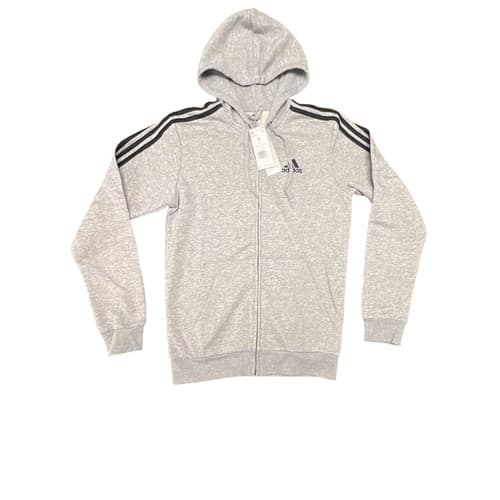 Adidas Men's Essentials Fleece 3-Stripes Full-Zip Grey Hoodie Size Small New - image 1