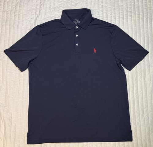 Polo Ralph Lauren Men's Medium Classic Fit Navy Blue Performance Polo Shirt - image 1