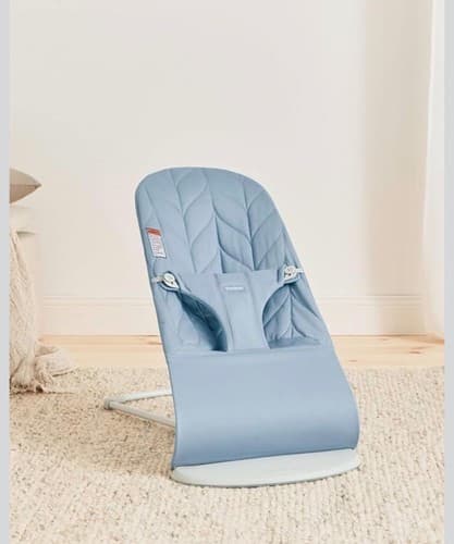 BabyBjörn Bouncer Bliss, Blue, Woven, Petal Quilt | 2-in-1 Adjustable - image 1