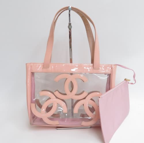 CHANEL Vinyl Triple Coco Handbag Tote Bag - image 1