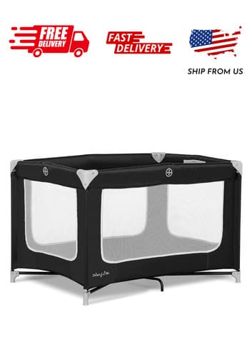 Dream On Me Zodiak Portable Playard with Carry Bag & Shoulder Strap, Black - image 1