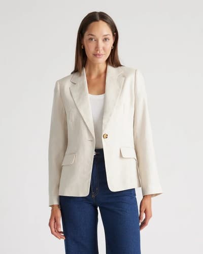 Quince 100% European Linen Structured Blazer NWT Sand Beige Medium Women M - image 1