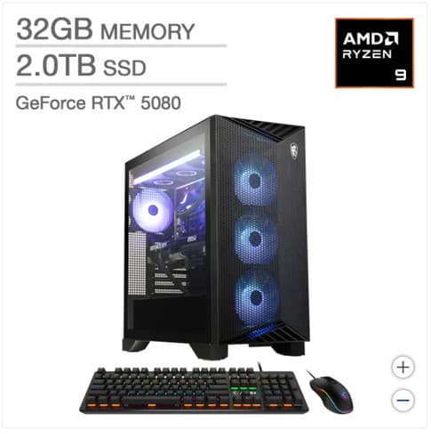 MSI Aegis ZS5 Gaming Desktop – AMD Ryzen 9 9900X – GeForce RTX 5080 – Windows 11 - image 1