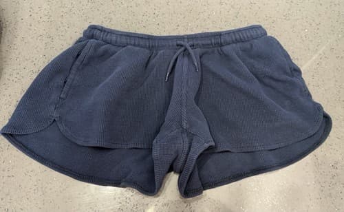 Brandy Melville Women's OS Waffle Knit Drawstring Booty Shorts Pajama Blue - image 1