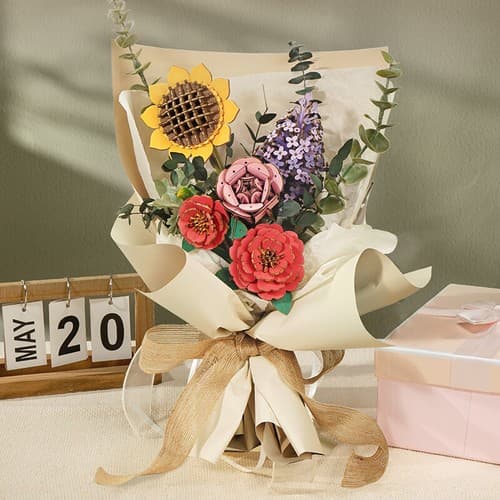 Rowood DIY Wooden Flower Bouquet Beautiful Hand-Make Gift 3D Puzzle Decor TW01H - image 1