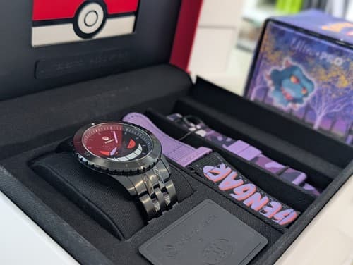 Pokemon Center x Fossil Gengar Black Stainless Steel Watch Box Set + Extras - image 1