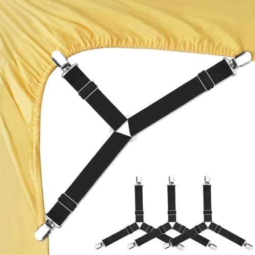 Foloda Sheet Holders, 4 pcs Adjustable Bed Straps, Fitted 4 PCS, Black - image 1