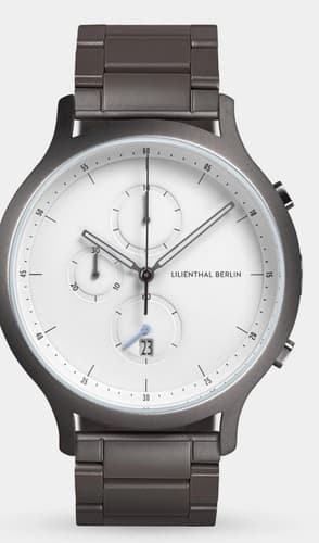 Lilienthal Berlin Chronograph Dark Silver White 42.5mm Watch Ronda Movement - image 1