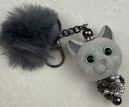 Handmade Beaded Cat Key Chain/Bag Charm - image 1