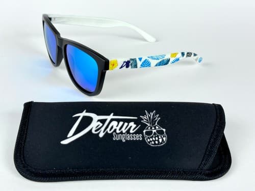 NWOB Detour Essentials Blue Hawaiian Sunglasses Pink Lens Polarized + Case - image 1