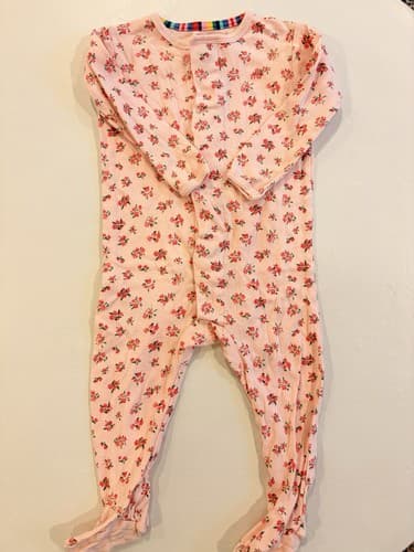 Magnetic Me Footie Pajama 9-12 Months Pink Floral Magnetic Closure Sleeper - image 1