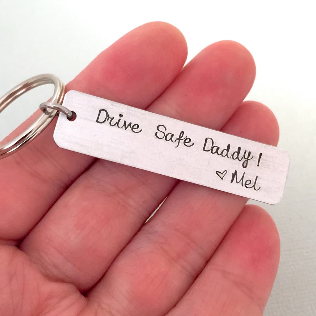 Double Sided Drive Safe Daddy Keychain, Dad Keyring, Gift for Father, Father's Day Gift, Husband Gift, Gift for Him, Gift from Daughter - image 1