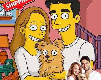 Custom Simpsons Family Portrait, Personalized Simpsons Portrait, Perfect Gift for Simpsons Fans - image 1
