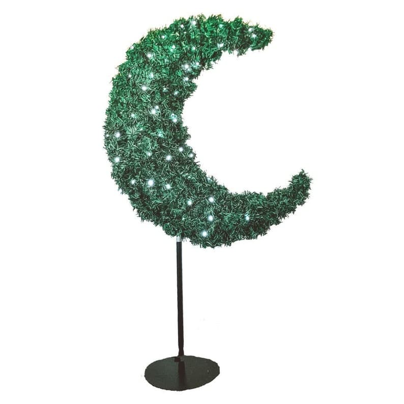 5ft Eid Moon Tree & LED Lights Green - Large Crescent Moon Tree 3D Freestanding Islamic Home Decor Ramadan Tree Eid Decor Hilal Muslim Gifts - image 1