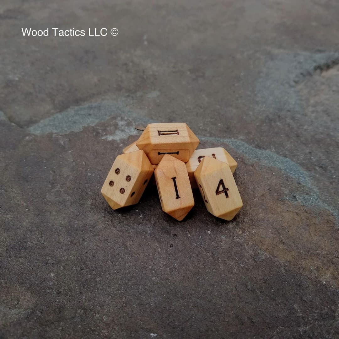 Sugar Maple Hardwood Barrel D4 Dice, Alternate Prism shape with Numbers/Pips/Roman Numerals, perfect for DnD/Tabletop/RPG/Board Games - image 1