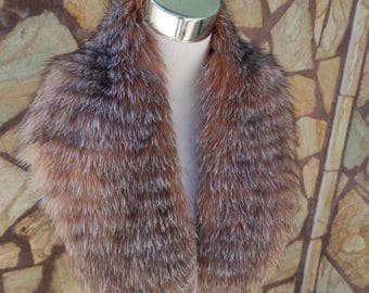 Gorgeous crystal fox fur collar scarf, detachable warm fur stole, elegant soft fur shawl - image 1