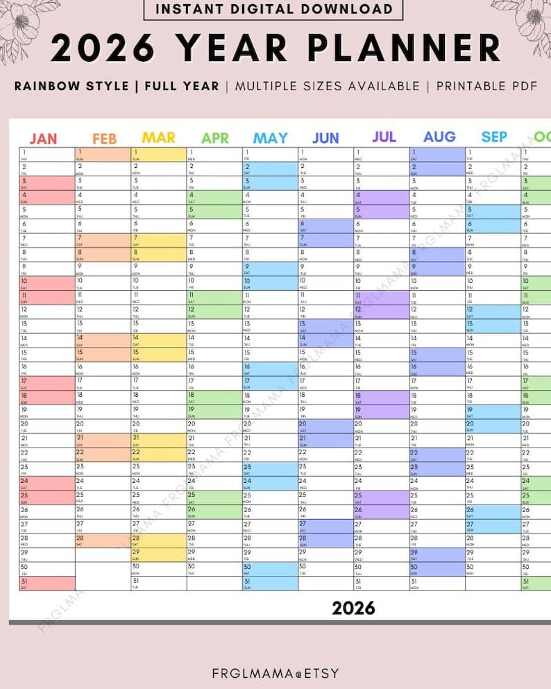 2026 Year Planner: Minimalist Calendar Printable (A3, A4, A5) (digital Download) - image 1