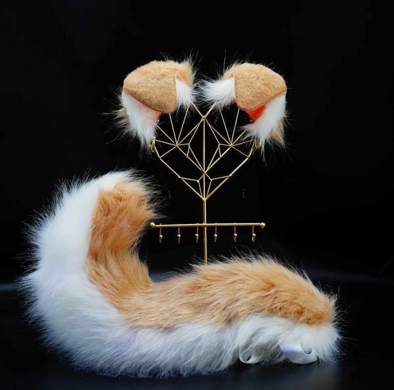Light Brown Puppy Ears and Tail Puppy Ears Headband Dog Ears and Tail Animal Ears Ears Cosplay Ear, costume Ears Anime Cosplay Halloween Gift - image 1
