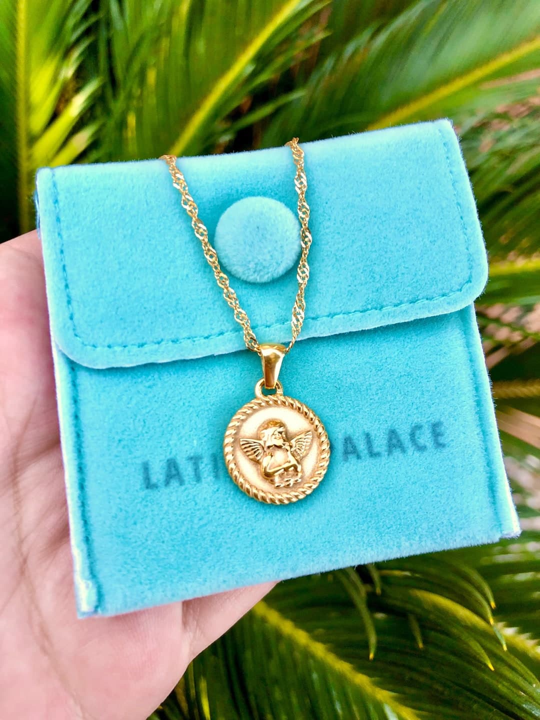 Angel Coin Necklace, Guardian Angel Necklace, Gold Angel Necklace, Gold Angel Jewelry - image 1