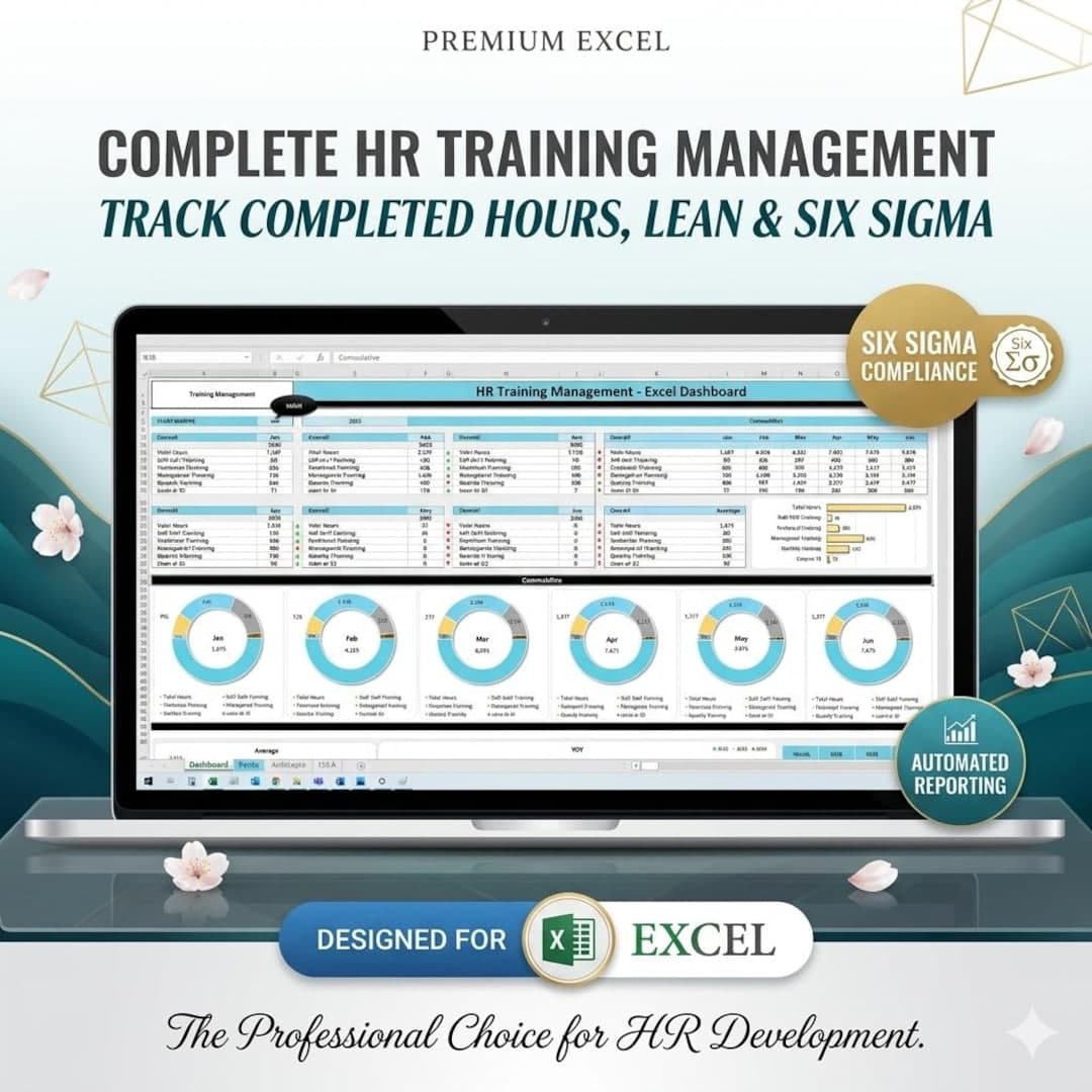 HR Excel Dashboard | Skillset KPI | Training Management | Training Hours Tracker | lean six sigma - image 1
