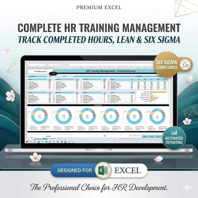 HR Excel Dashboard | Skillset KPI | Training Management | Training Hours Tracker | lean six sigma - image 1