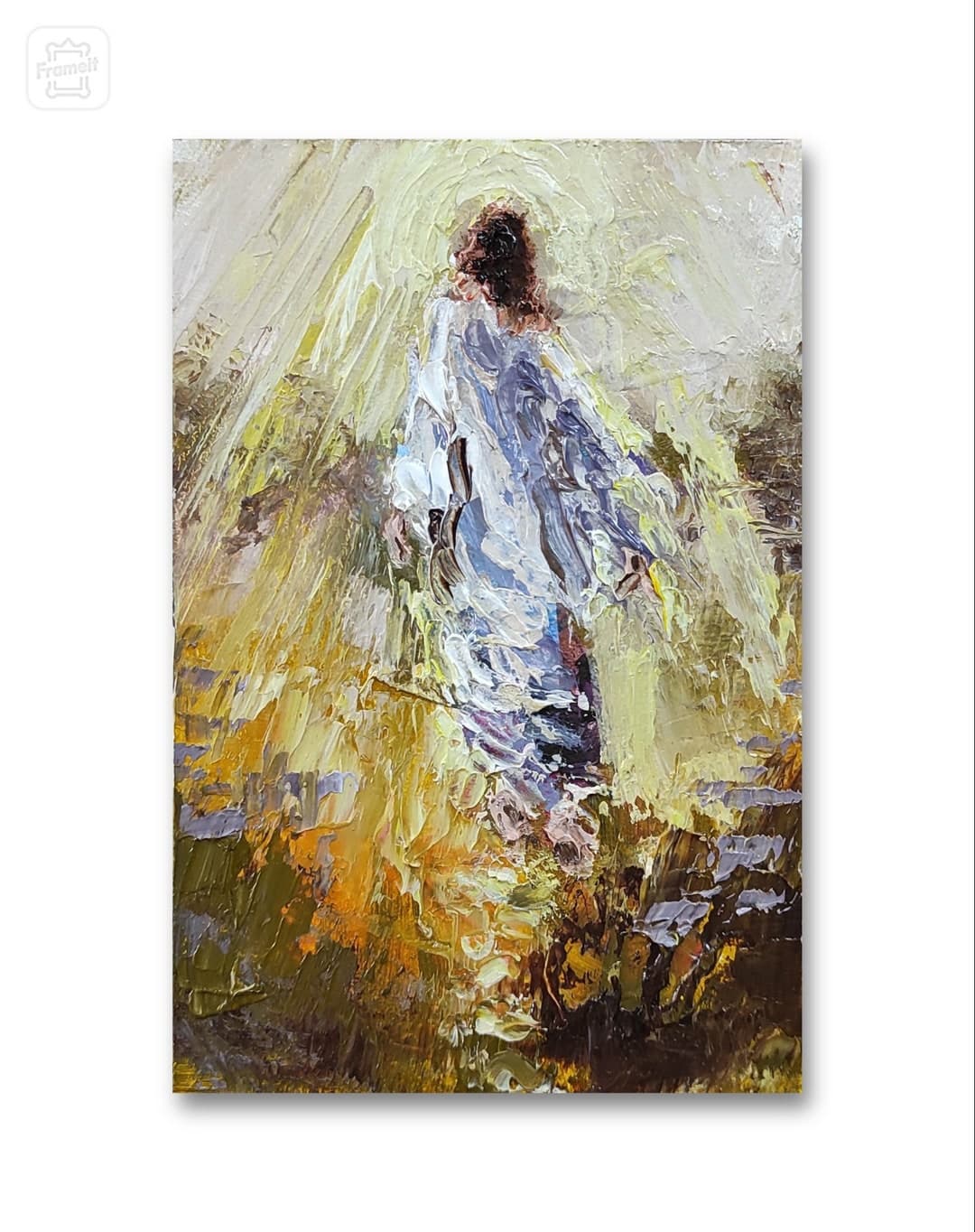 Jesus painting Original oil painting 4x6in Impasto painting He is risen Small oil painting Jesus painting abstract Art for book shelf - image 1