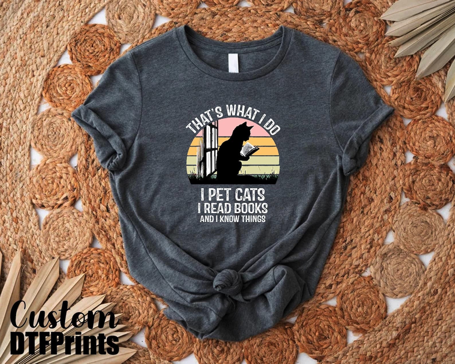 Cats And Books T-shirt, Reader Cat Shirt,That's What I Do I Pet Cats I Read Books And I Know Things,Gift For Bookworm Cat Owner,Bookish Gift - image 1