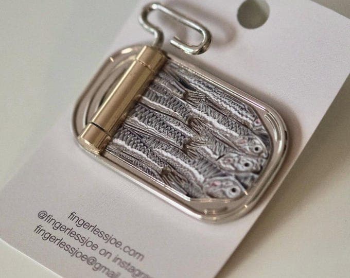 2” Sardine Tin Enamel Pin w/ Spinner Key - image 1