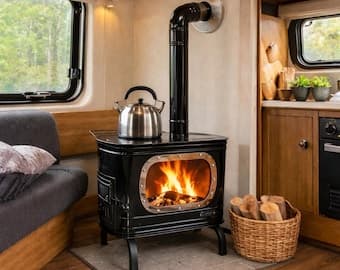 Compact wood-burning stove, off-grid heating method, outdoor cooking stove - image 1