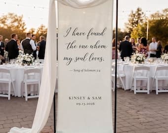 Religious Wedding Banner Linen: Personalized Song of Solomon 3 4 Scripture Ceremony Sign - image 1