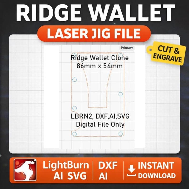 Digital Wallet Jig | Ridge Wallet Clone Template for Laser Cutting SVG, DXF, Ai Files - image 1