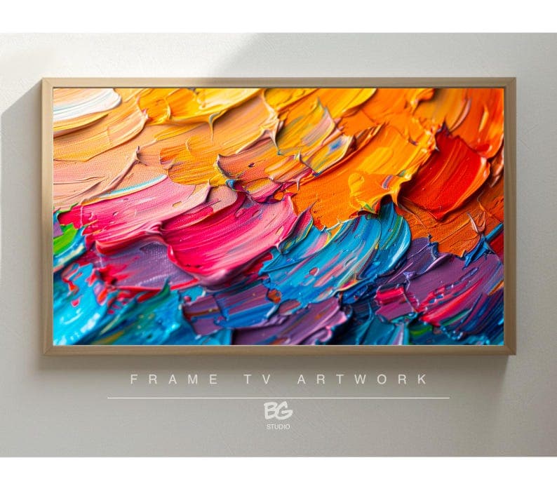 Colorful Abstract Frame TV Art: Modern Textured Painting (digital Download) - image 1