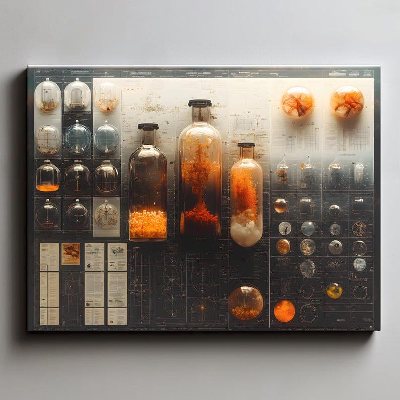 Futuristic Science Lab Canvas Art | Retro Industrial STEM Poster | Modern Scientific Engineering Decor – Art No. 93 - image 1