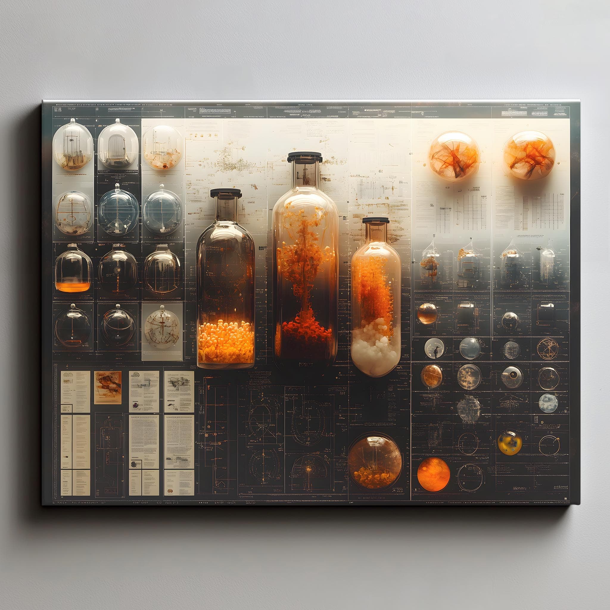 Futuristic Science Lab Canvas Art | Retro Industrial STEM Poster | Modern Scientific Engineering Decor – Art No. 93 - image 1