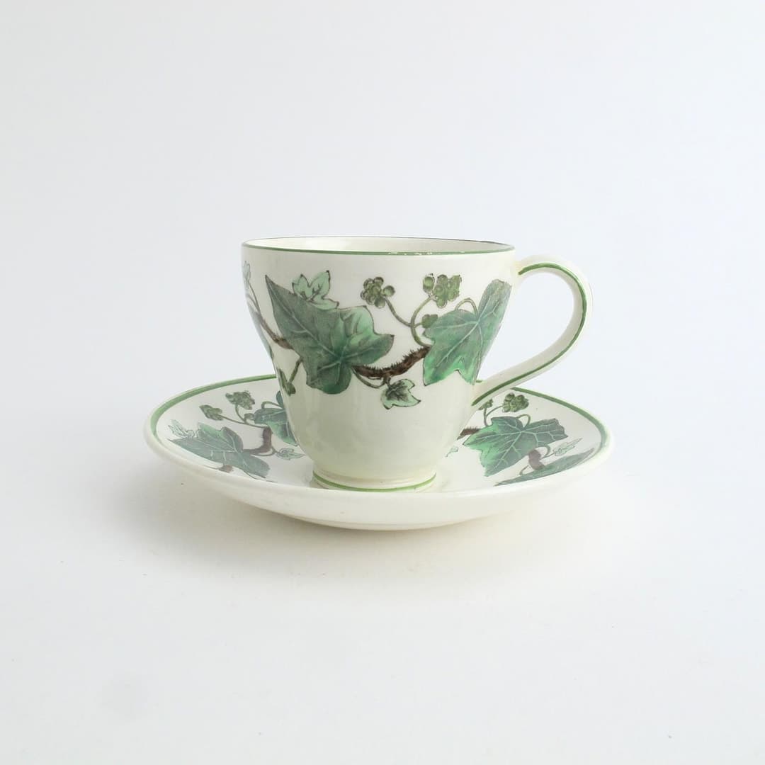 Napoleon Ivy by Wedgwood Queen's Ware Footed Demitasse Cup & Saucer - image 1