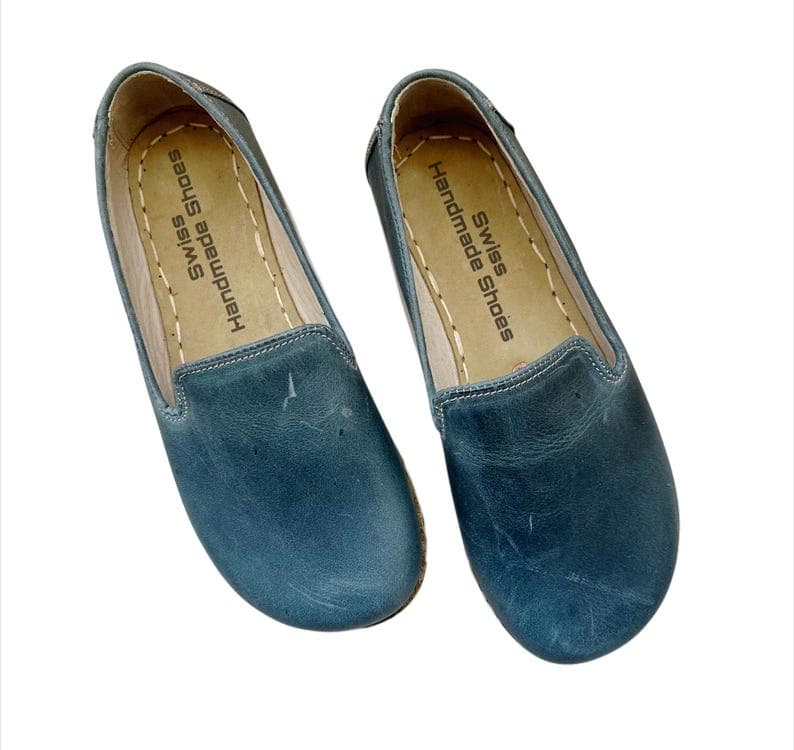 Grounding Shoes With Copper Rivets, Barefoot Shoes for Womens, Minimalist Shoes, Leather Sole, Flat Shoes, Sky Blue - image 1